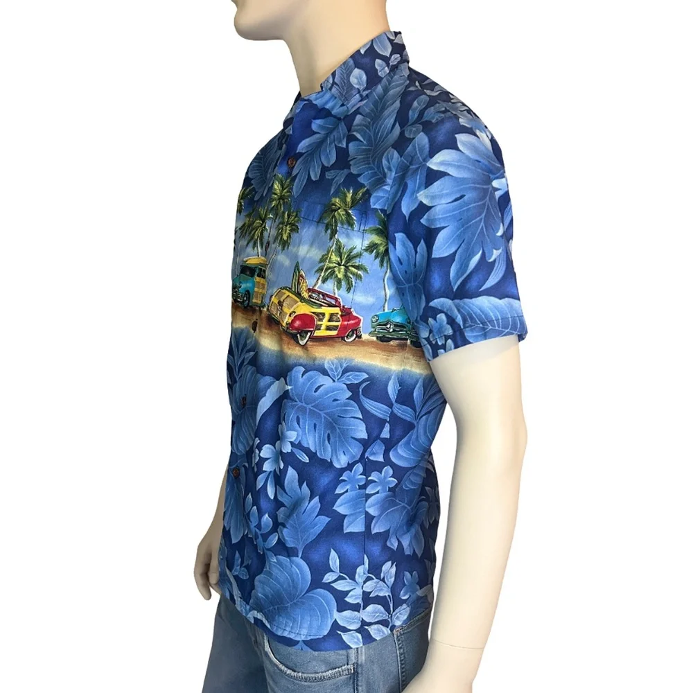 AL HA Republic Hawaiian Shirt Tiki Vintage 90s Chemise Woody Wagons Surf Boards - Picture 6 of 15